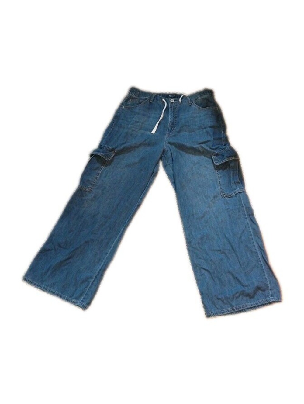 Curve Appeal Denim Cargo Pants Women’s 14/32 Drawstring - Utility Pockets Y2k